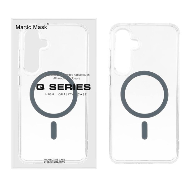 قاب اورجینال Magic Mask پشت سخت شفاف MagSafe دور ژله ای Samsung Galaxy A35 / A55 - خاکستری (پک دار)