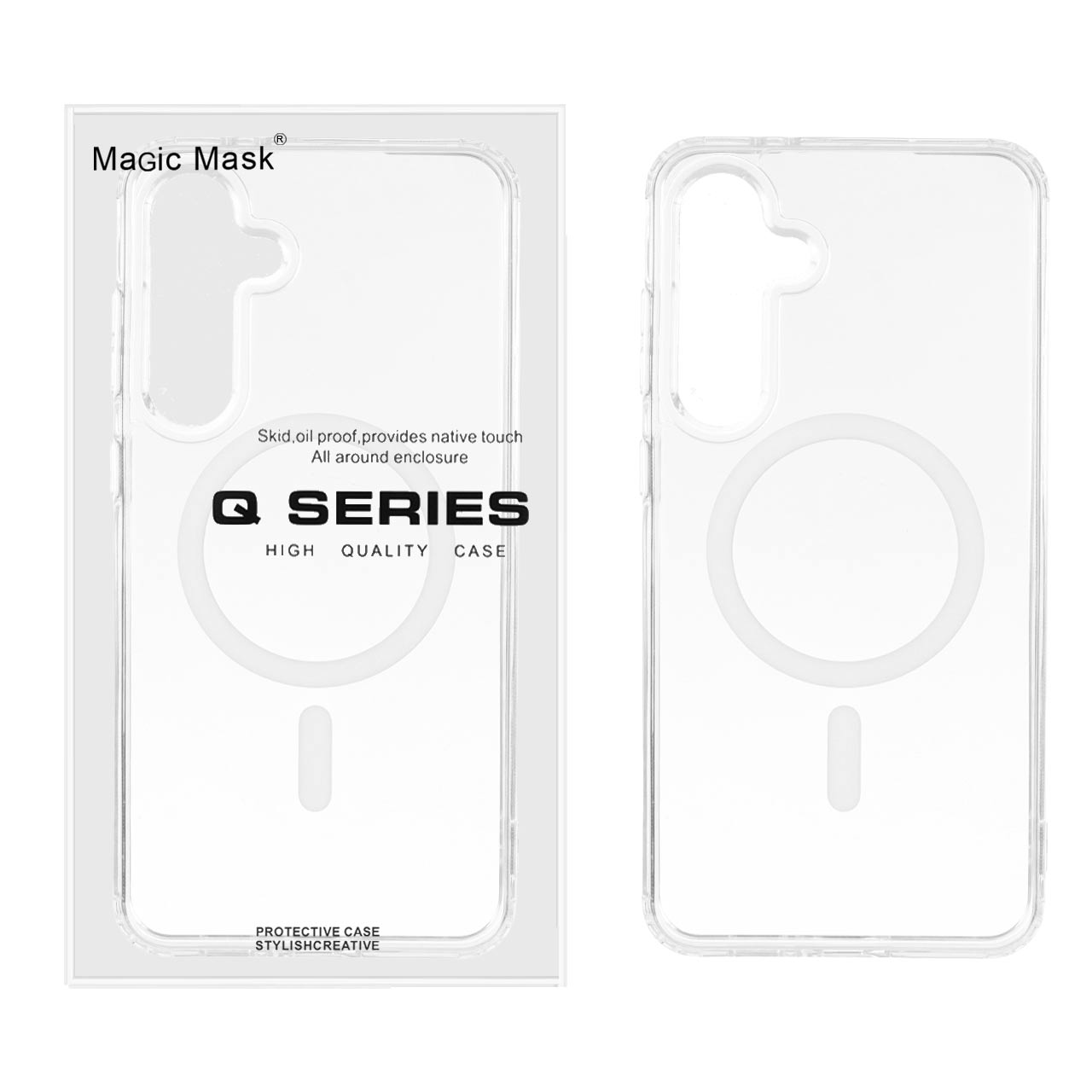 قاب اورجینال Magic Mask پشت سخت شفاف MagSafe دور ژله ای Samsung Galaxy A35 / A55 - سفید (پک دار)