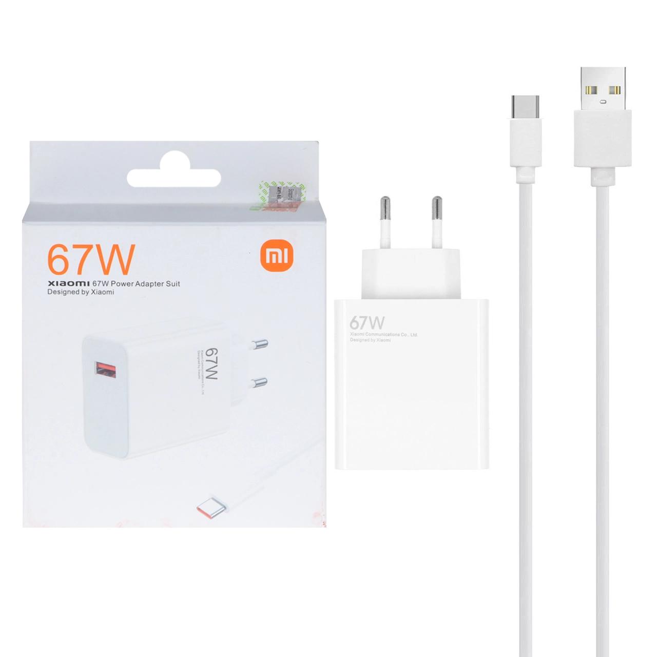 شارژر دیواری فست تک پورت Xiaomi مدل MDY-12-EA 67W به همراه کابل شارژ Type-C - سفید