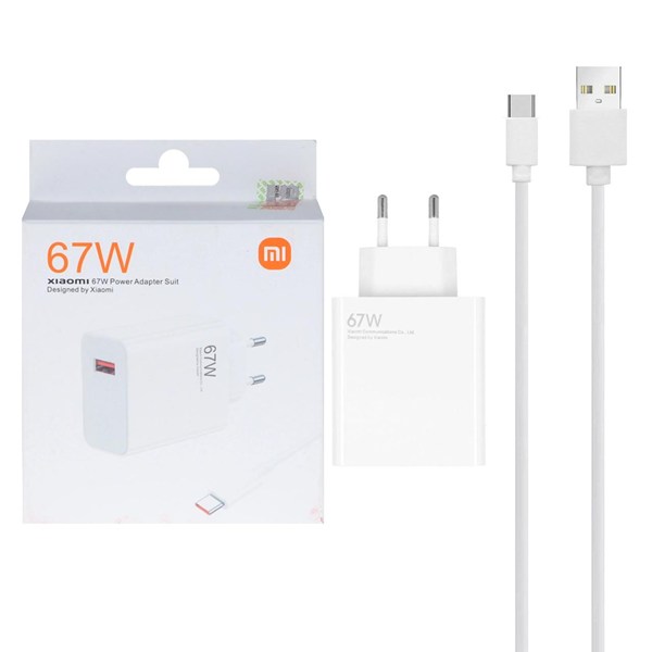 شارژر دیواری فست تک پورت Xiaomi مدل MDY-12-EA 67W به همراه کابل شارژ Type-C - سفید