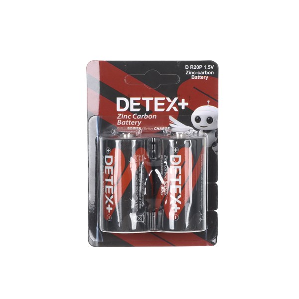 باتری سایز بزرگ +Detex مدل Zinc Carbon R20P (بسته 2 عددی)