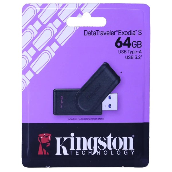 فلش مموری KingSton مدل DataTraveler Exodia S USB3.2 ظرفیت 64GB - مشکی (گارانتی آسان سرویس)