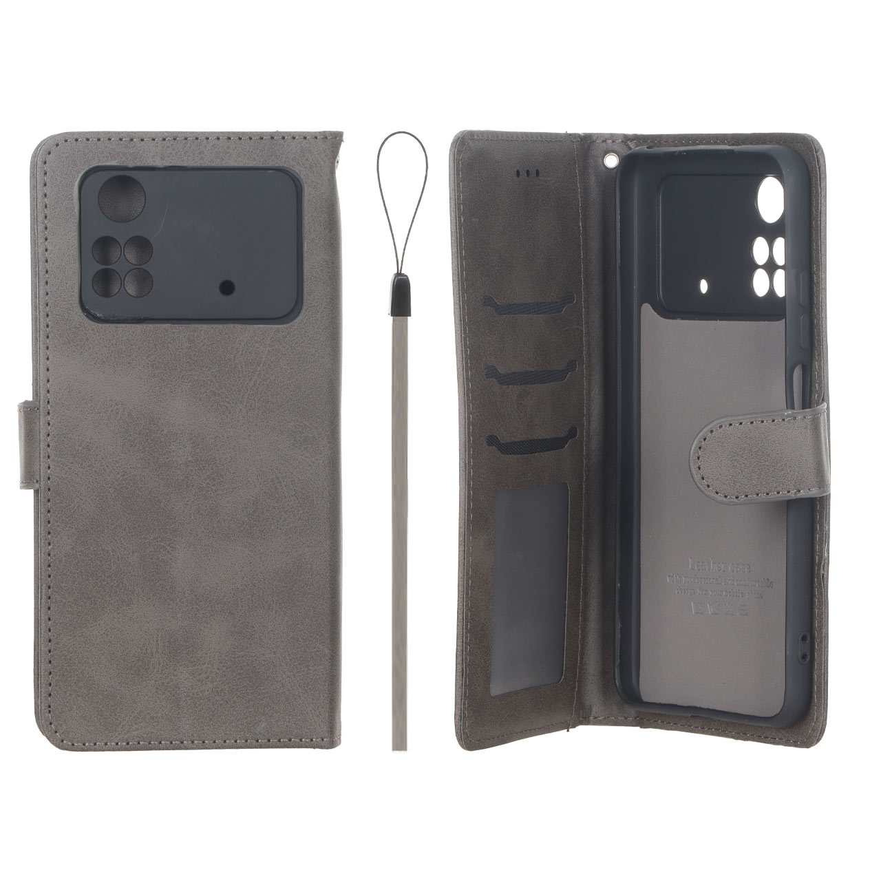 کیف موبایل مگنتی درجه یک داخل خز MNC Plus مدل Xiaomi Poco M4 Pro 4G - خاکستری