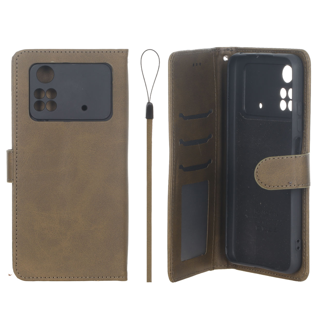 کیف موبایل مگنتی درجه یک داخل خز MNC Plus مدل Xiaomi Poco M4 Pro 4G - سبز زیتونی