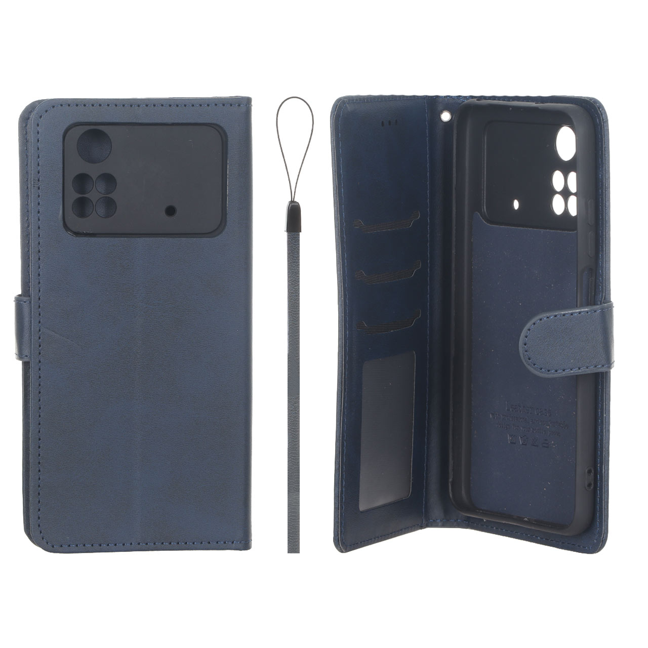 کیف موبایل مگنتی درجه یک داخل خز MNC Plus مدل Xiaomi Poco M4 Pro 4G - سرمه ای