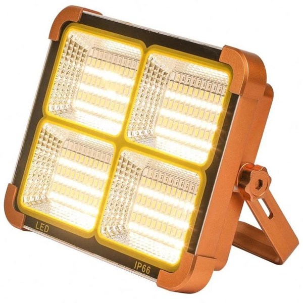 چراغ شارژی کمپینگ پایه دار مدل Solar 1000W (دارای پنل خورشیدی) - نارنجی - KZN