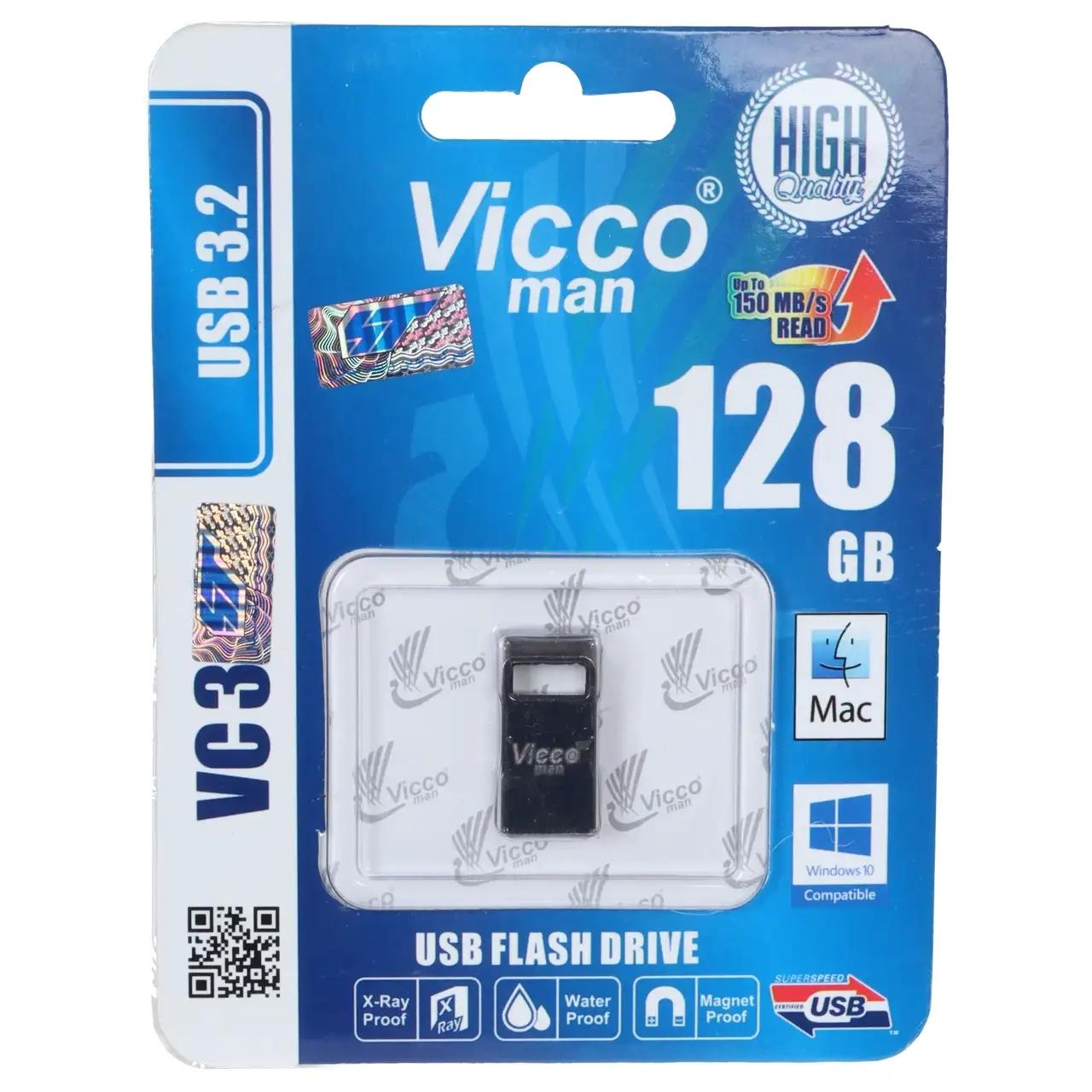 فلش مموری Vicco man USB3.2 مدل VC363K ظرفیت 128GB - مشکی (گارانتی مادام‌العمر رایانه نوین سگال)