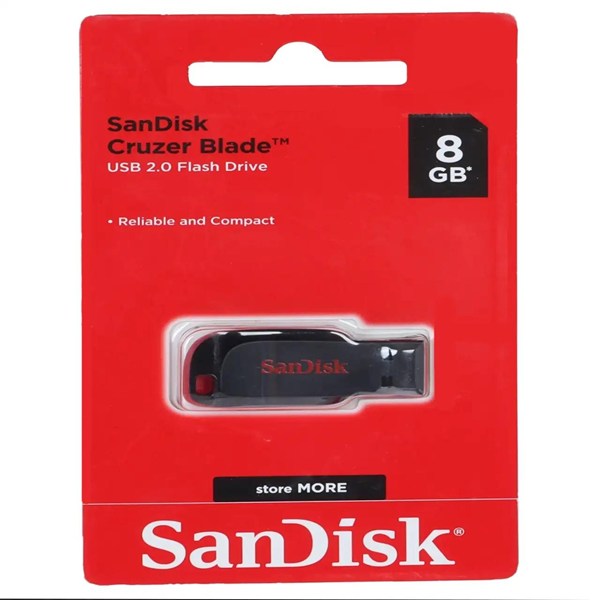 فلش مموری SanDisk USB2.0 مدل Cruzer Blade ظرفیت 8GB - مشکی (گارانتی MIT سرویس)