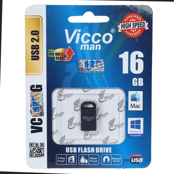 فلش مموری Vicco man USB2.0 مدل VC282K ظرفیت 16GB - مشکی (گارانتی مادام‌العمر رایانه نوین سگال)
