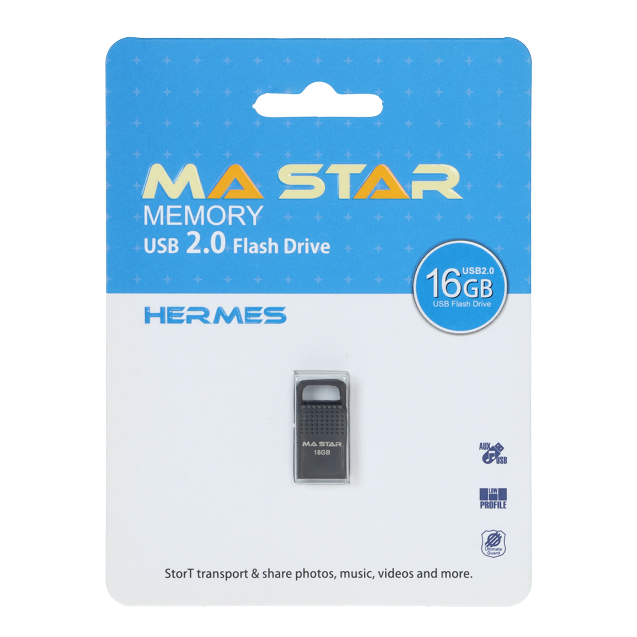فلش مموری MA STAR مدل Hermes ظرفیت 16GB USB2.0 - مشکی (گارانتی فراگامان)