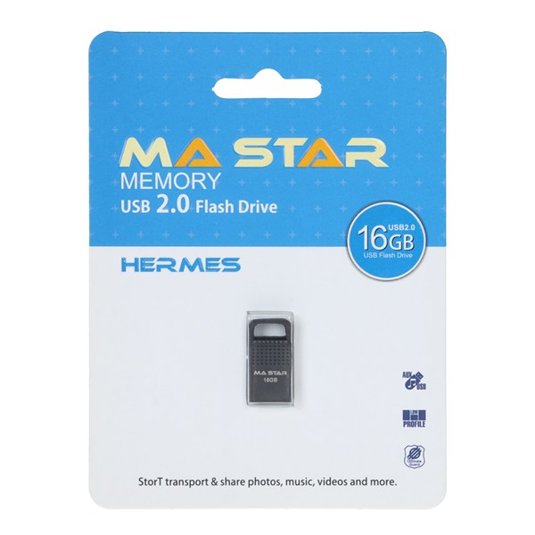 فلش مموری MA STAR مدل Hermes ظرفیت 16GB USB2.0 - مشکی (گارانتی فراگامان)
