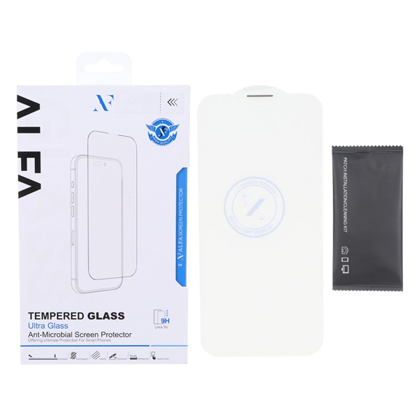 محافظ صفحه نمایش شیشه ای اورجینال ALFA بدون حاشیه Apple iPhone 15 Pro (پک دار)