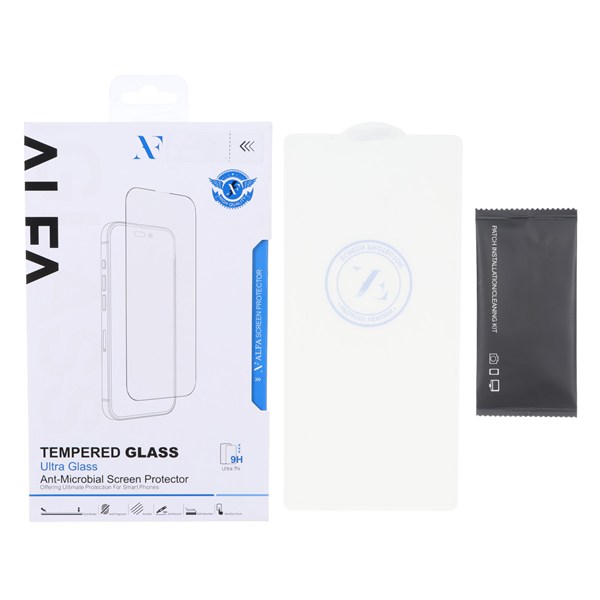 محافظ صفحه نمایش شیشه ای اورجینال ALFA بدون حاشیه Samsung Galaxy S24 Ultra (پک دار)