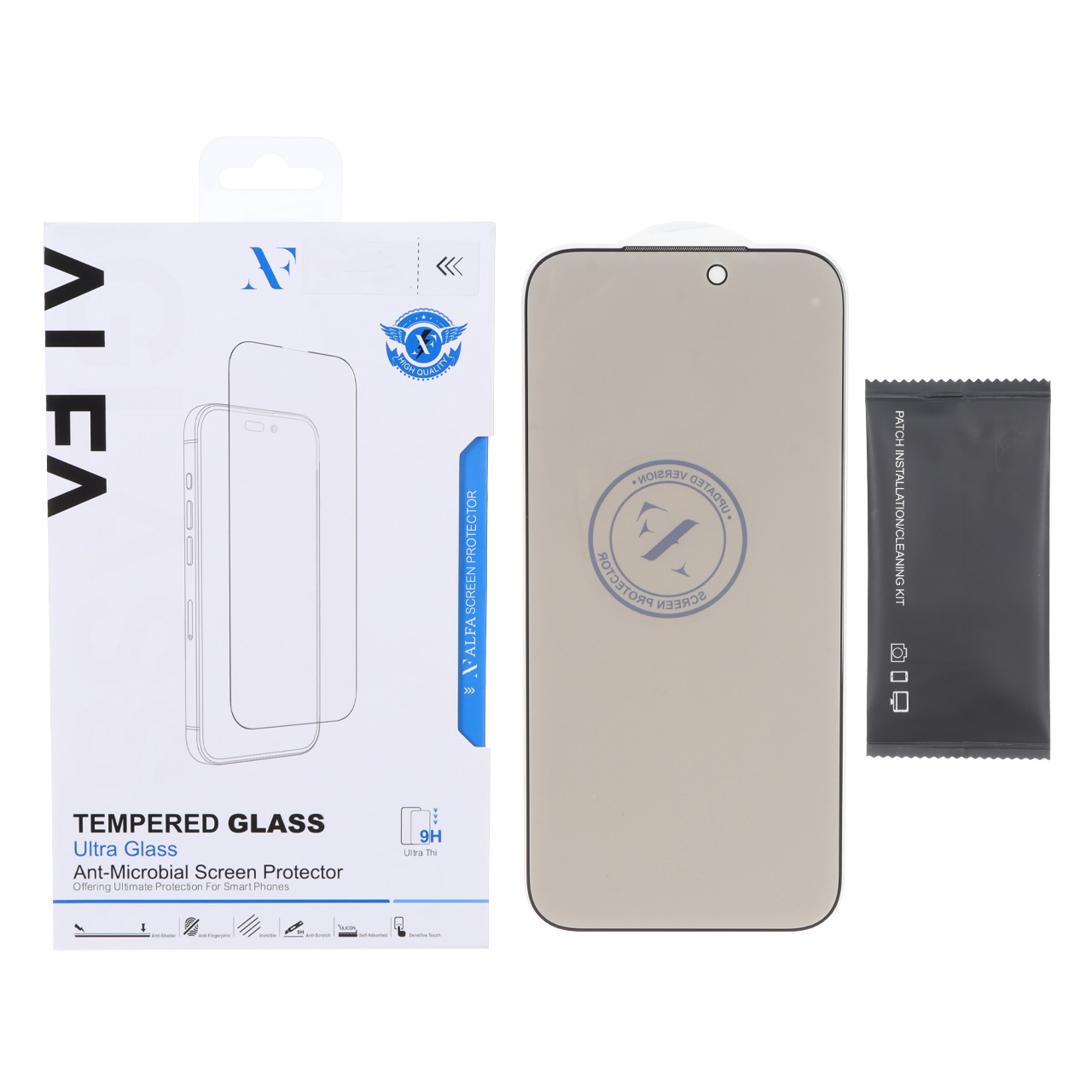 محافظ صفحه نمایش شیشه ای اورجینال Full Cover Privacy ALFA مدل Apple iPhone 17 Pro Max (پک دار)
