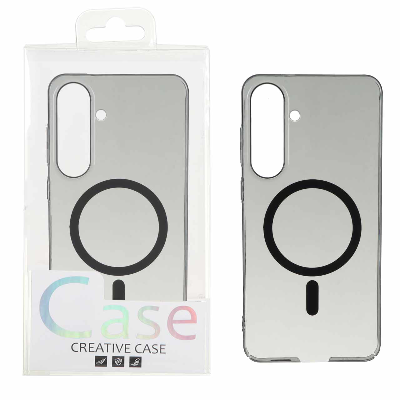 قاب اورجینال کریستالی MagSafe شفاف Creative مدل Samsung Galaxy S25 FE - مشکی (پک دار)