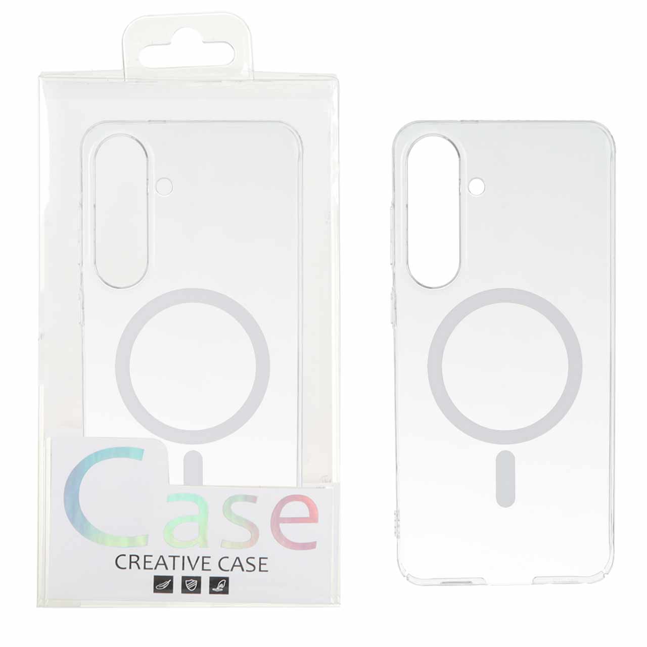 قاب اورجینال کریستالی MagSafe شفاف Creative مدل Samsung Galaxy S25 FE - سفید (پک دار)