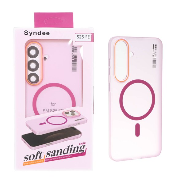 قاب اورجینال Syndee پشت مات MagSafe مدل Samsung Galaxy S25 FE - سرخابی (پک دار)