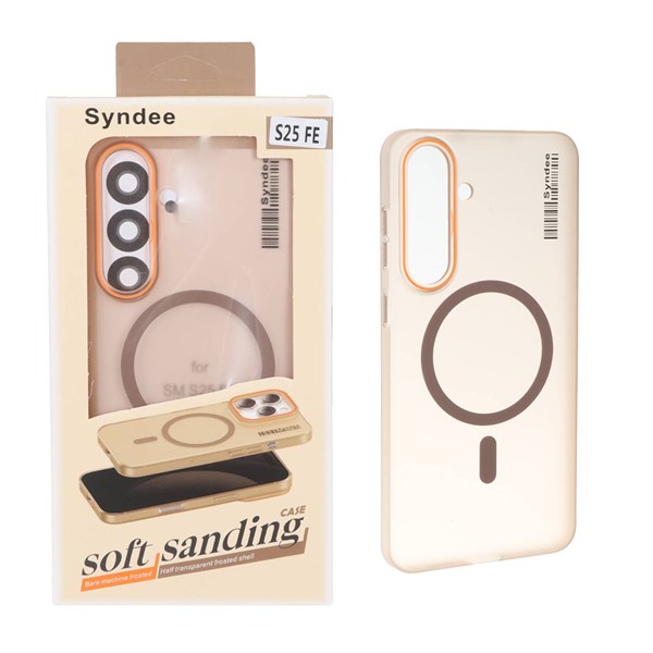قاب اورجینال Syndee پشت مات MagSafe مدل Samsung Galaxy S25 FE - قهوه ای (پک دار)