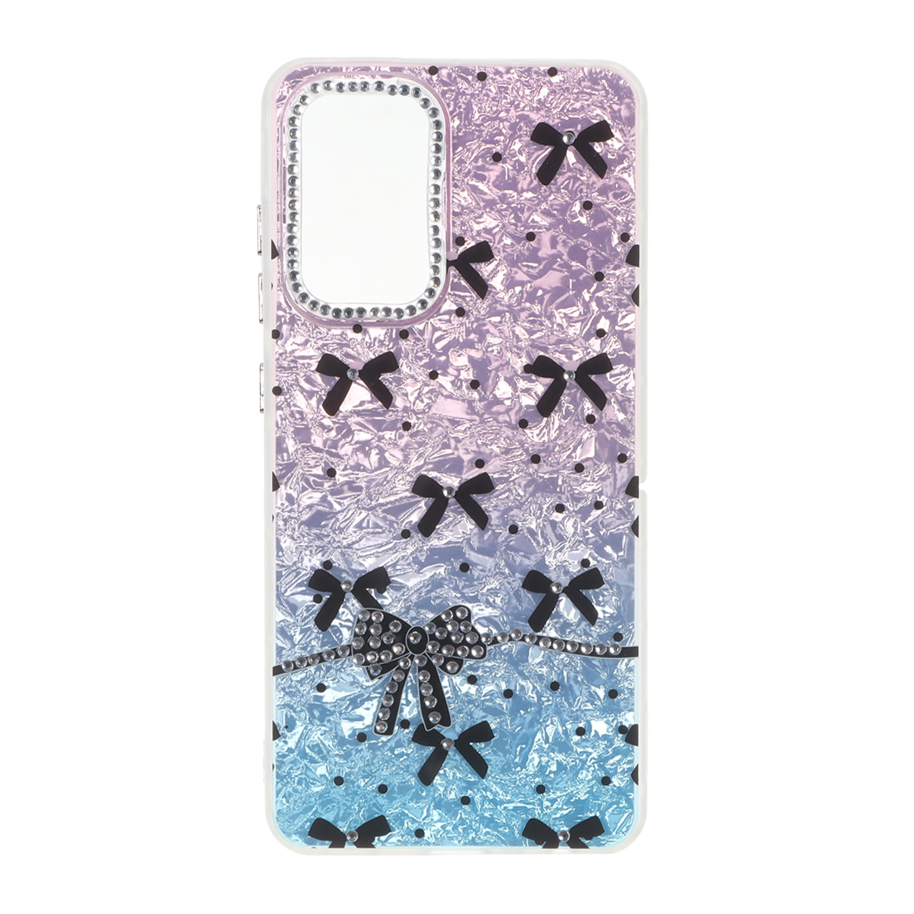 قاب ice پاپیونی نگین دار دور مات Samsung Galaxy A52 / A52s - صورتی آبی