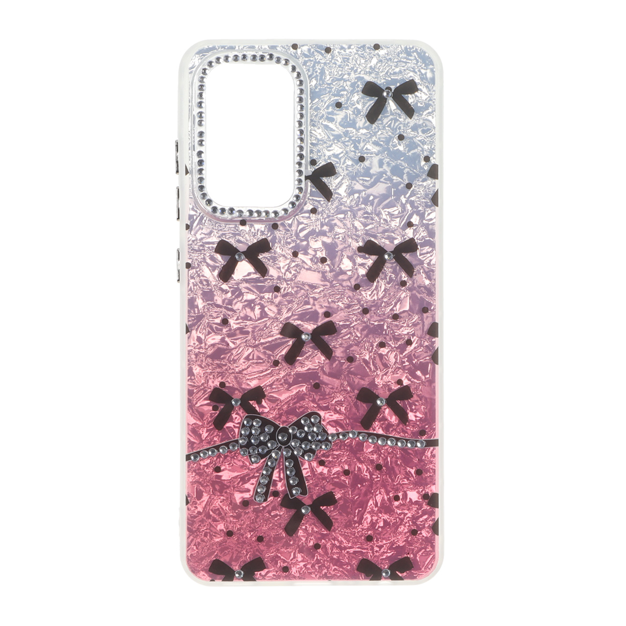قاب ice پاپیونی نگین دار دور مات Samsung Galaxy A52 / A52s - صورتی