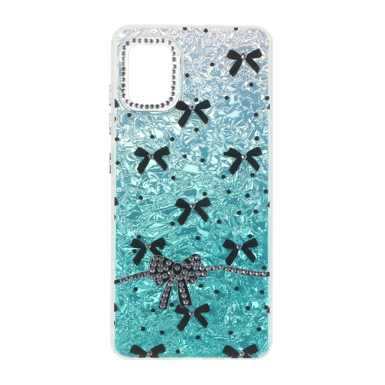 قاب ice پاپیونی نگین دار دور مات Samsung Galaxy A51 / M40s - سبزآبی