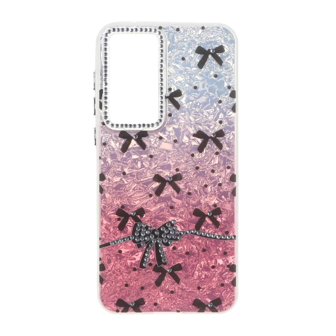 قاب ice پاپیونی نگین دار دور مات Samsung Galaxy A35 / A55 - صورتی