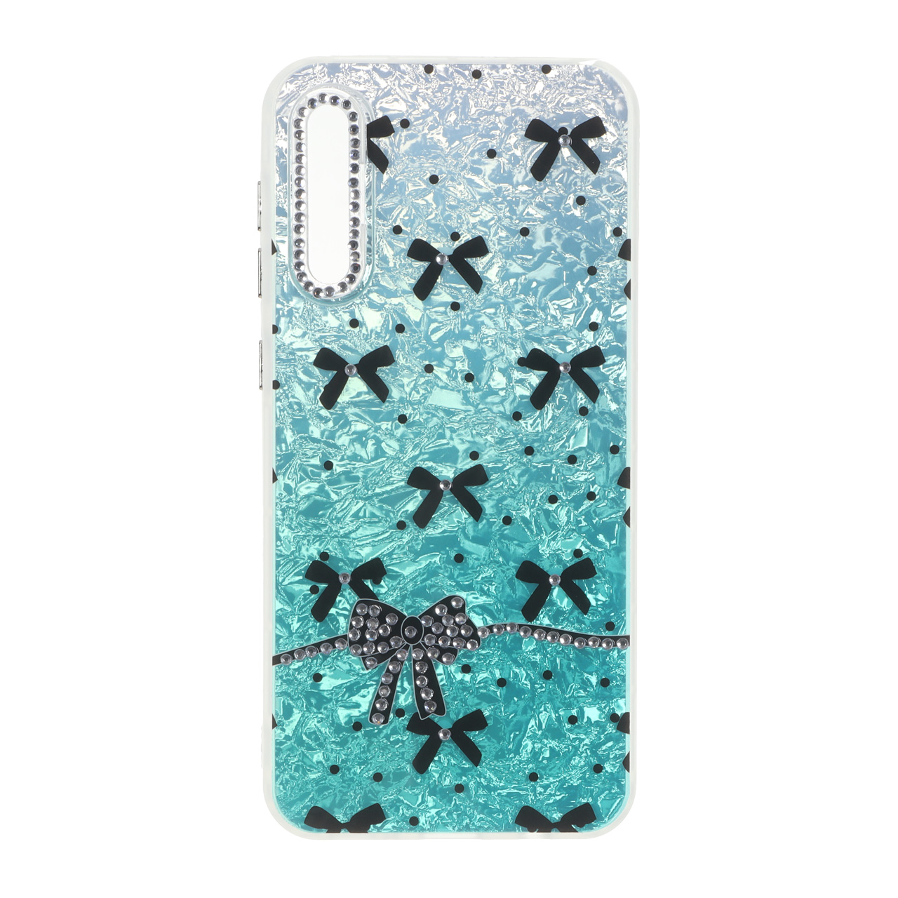 قاب ice پاپیونی نگین دار دور مات Samsung Galaxy A50 / A50s / A30s - سبزآبی