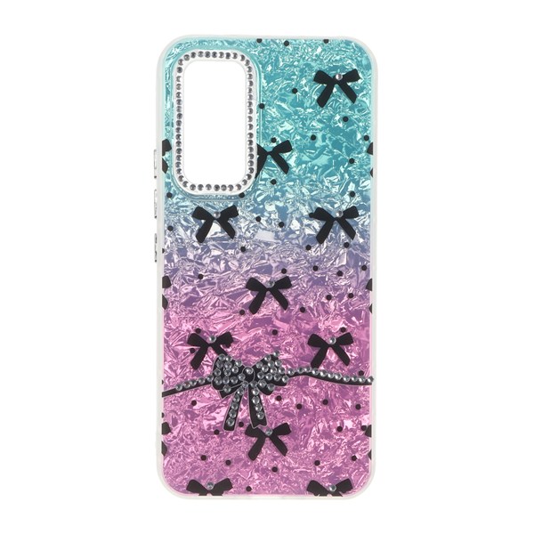 قاب ice پاپیونی نگین دار دور مات Samsung Galaxy A54 - سبزآبی صورتی