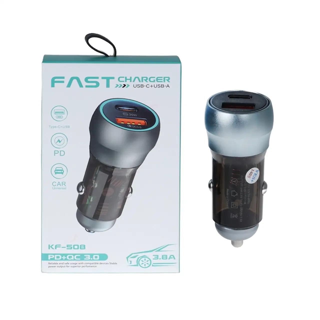 شارژر فندکی PD و فست دو پورت مدل KF-508 20W - نقرابی - YSP