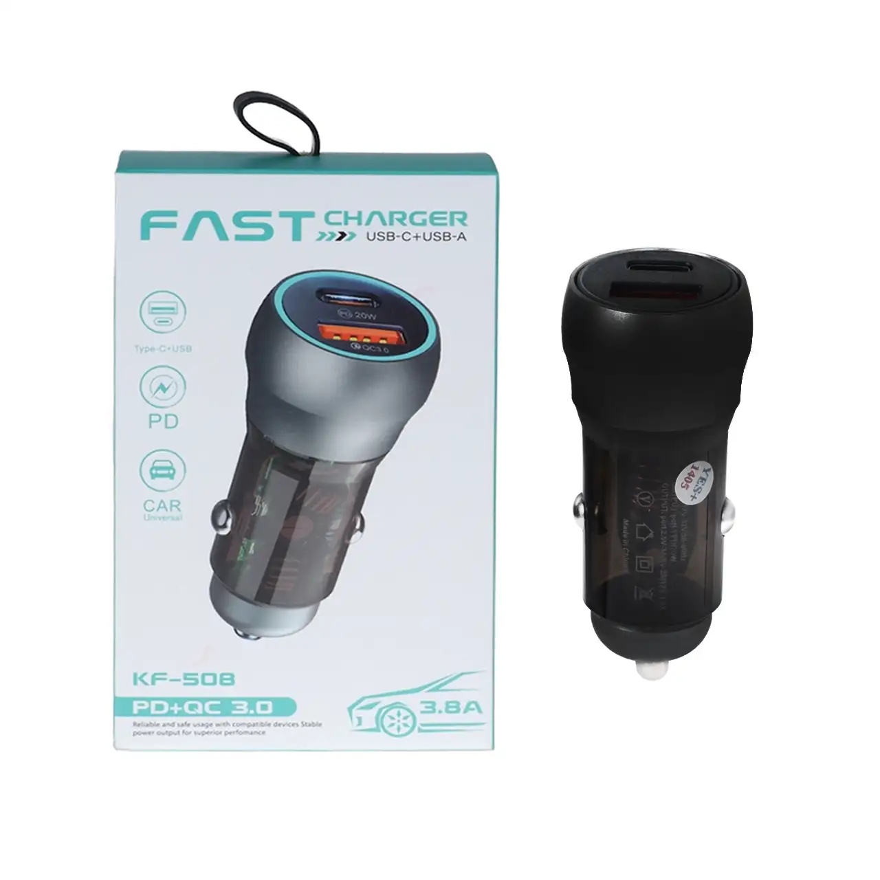 شارژر فندکی PD و فست دو پورت مدل KF-508 20W - مشکی - YSP