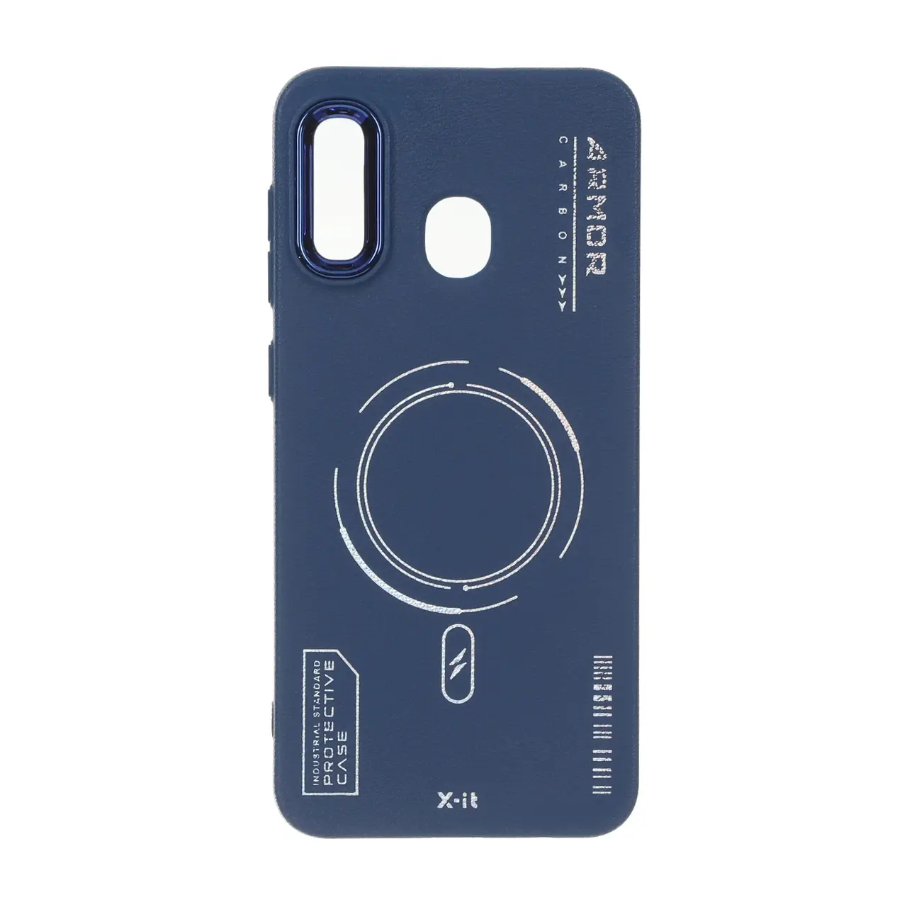 قاب Armor لنز متال Texture طرح مگ سیف Samsung Galaxy A30 / A20 - سرمه ای