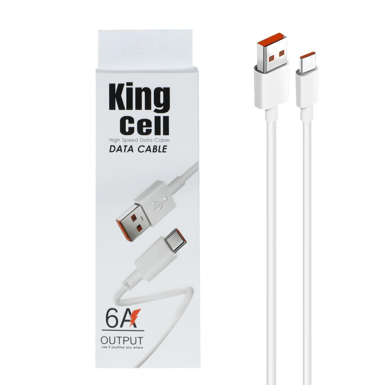 کابل شارژ فست King Cell Type-C - سفید - ASP (گارانتی شش ماهه آروین) (پک ضعیف)