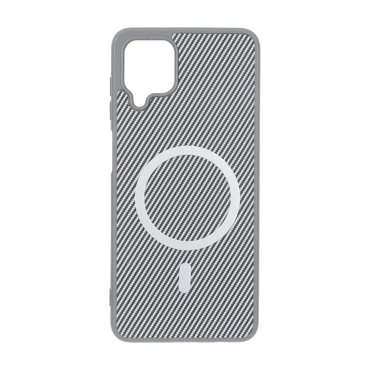 قاب هاشور MagSafe فلزی Samsung Galaxy A12 / M12 / F12 - طوسی