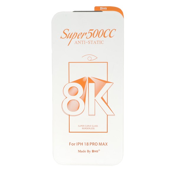 محافظ صفحه نمایش شیشه ای اورجینال بدون حاشیه Super 500CC 8K Biva مدل Apple iPhone 17 Pro Max / iPhone 18 Pro Max