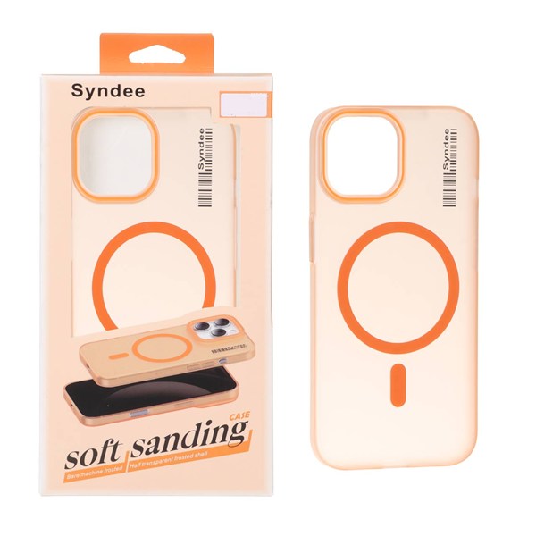 قاب اورجینال Syndee پشت مات MagSafe مدل Apple iPhone 15 / iPhone 14 / iPhone 13 - نارنجی (پک دار)