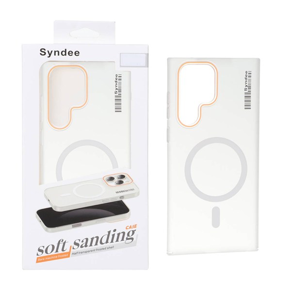 قاب اورجینال Syndee پشت مات MagSafe مدل Samsung Galaxy S22 Ultra - سفید (پک دار)