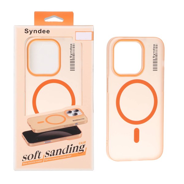 قاب اورجینال Syndee پشت مات MagSafe مدل Apple iPhone 14 Pro - نارنجی (پک دار)