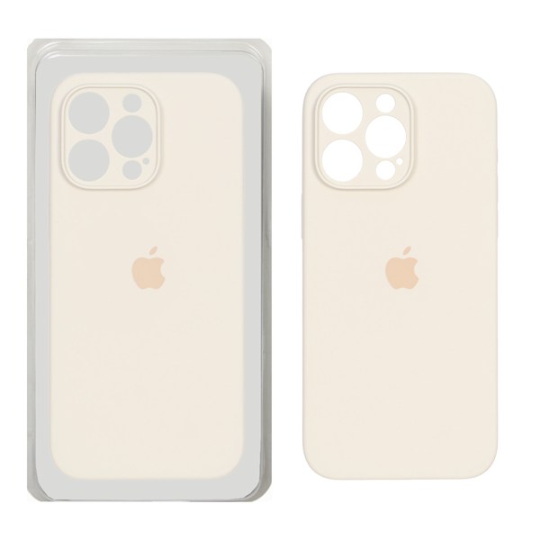 قاب سیلیکونی پاک کنی اورجینال ++A مدل Apple iPhone 15 Pro Max - کرم (پک دار)