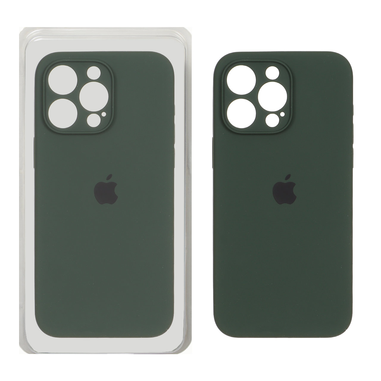 قاب سیلیکونی پاک کنی اورجینال ++A مدل Apple iPhone 15 Pro Max - سبز تیره (پک دار)