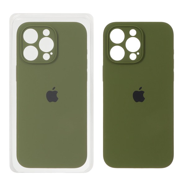 قاب سیلیکونی پاک کنی اورجینال ++A مدل Apple iPhone 15 Pro Max - سبز زیتونی (پک دار)