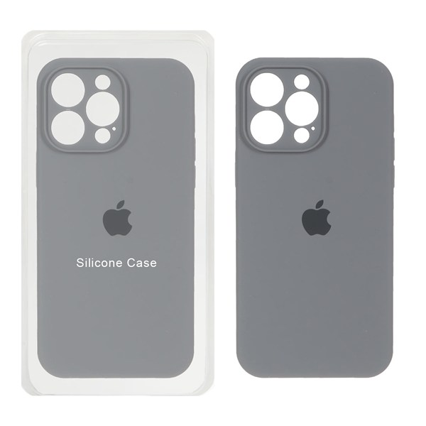 قاب سیلیکونی پاک کنی اورجینال ++A مدل Apple iPhone 15 Pro Max - طوسی (پک دار)