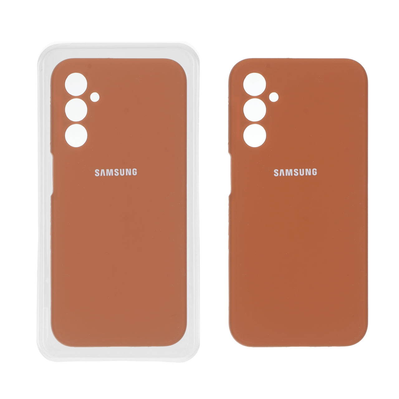 قاب سیلیکونی پاک کنی محافظ لنزدار اورجینال Samsung Galaxy A24 - قهوه ای (پک دار)