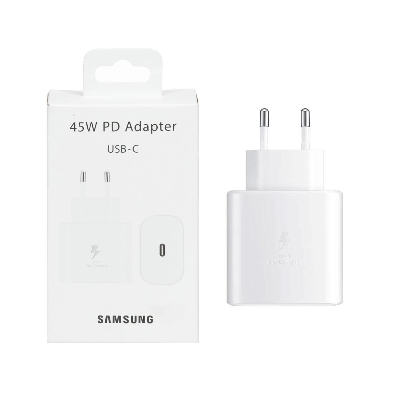 شارژر دیواری دو پین PD و فست تک پورت Samsung Type-C مدل TA845 45W - سفید (گارانتی شش ماهه AZR)