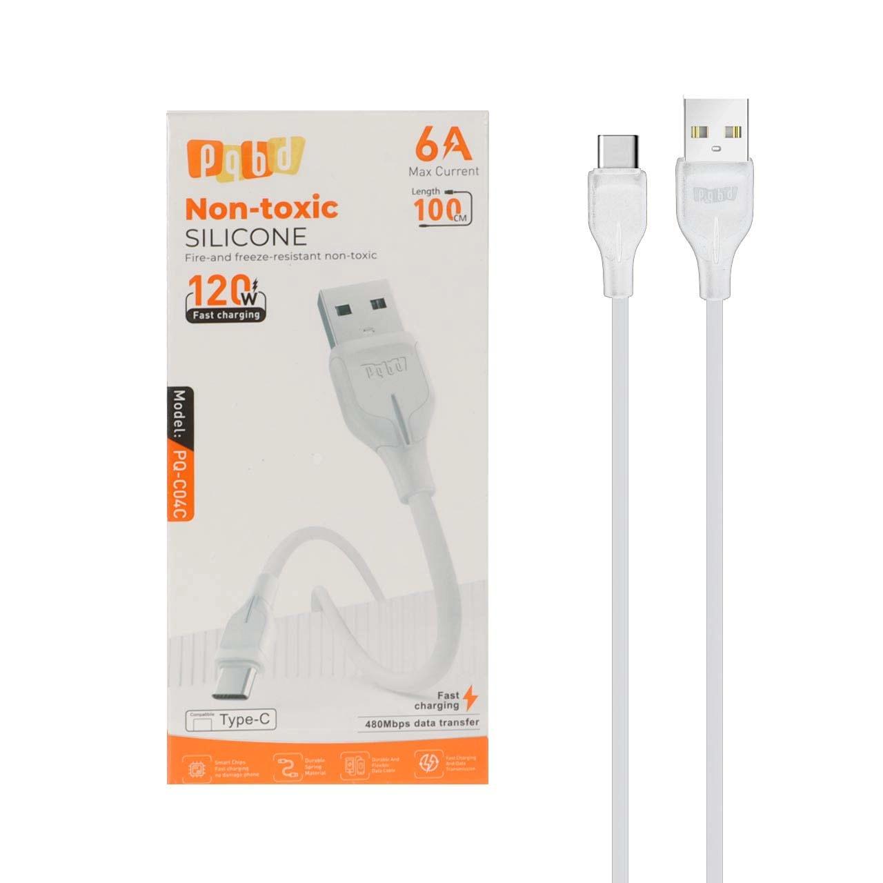 کابل شارژ فست pqbd Type-C مدل PQ-C04C 120W - سفید