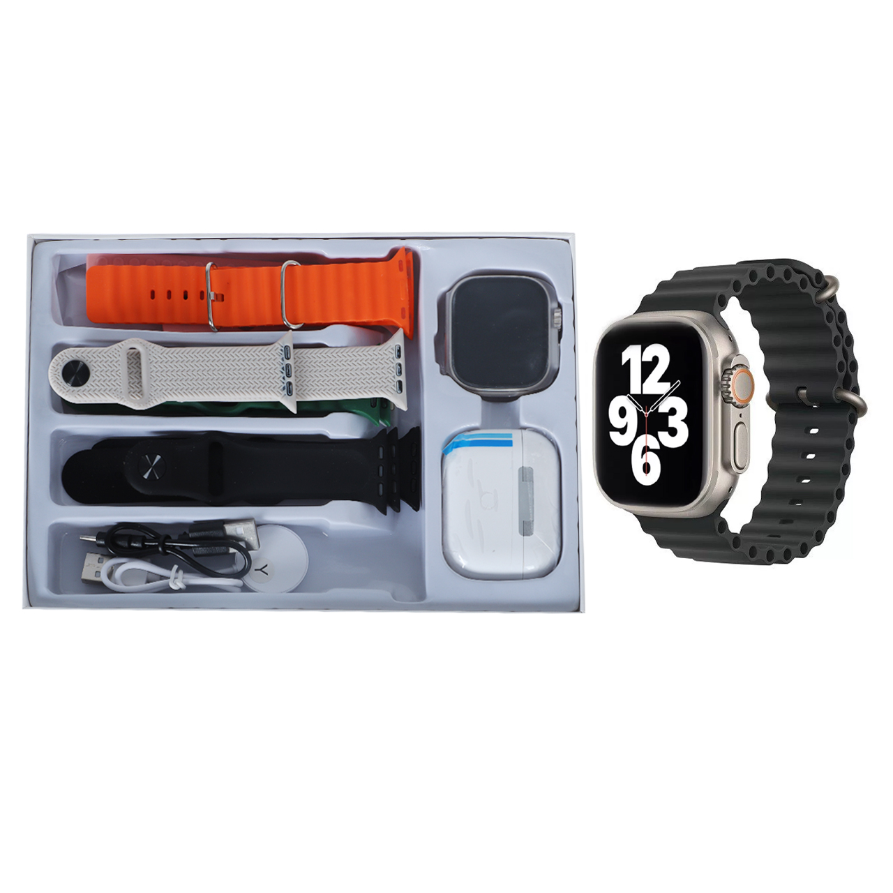 پک ساعت هوشمند و ایرفون بی سیم KEQIWEAR مدل KW95 Ultra 3 - طلایی (پک ضعیف)