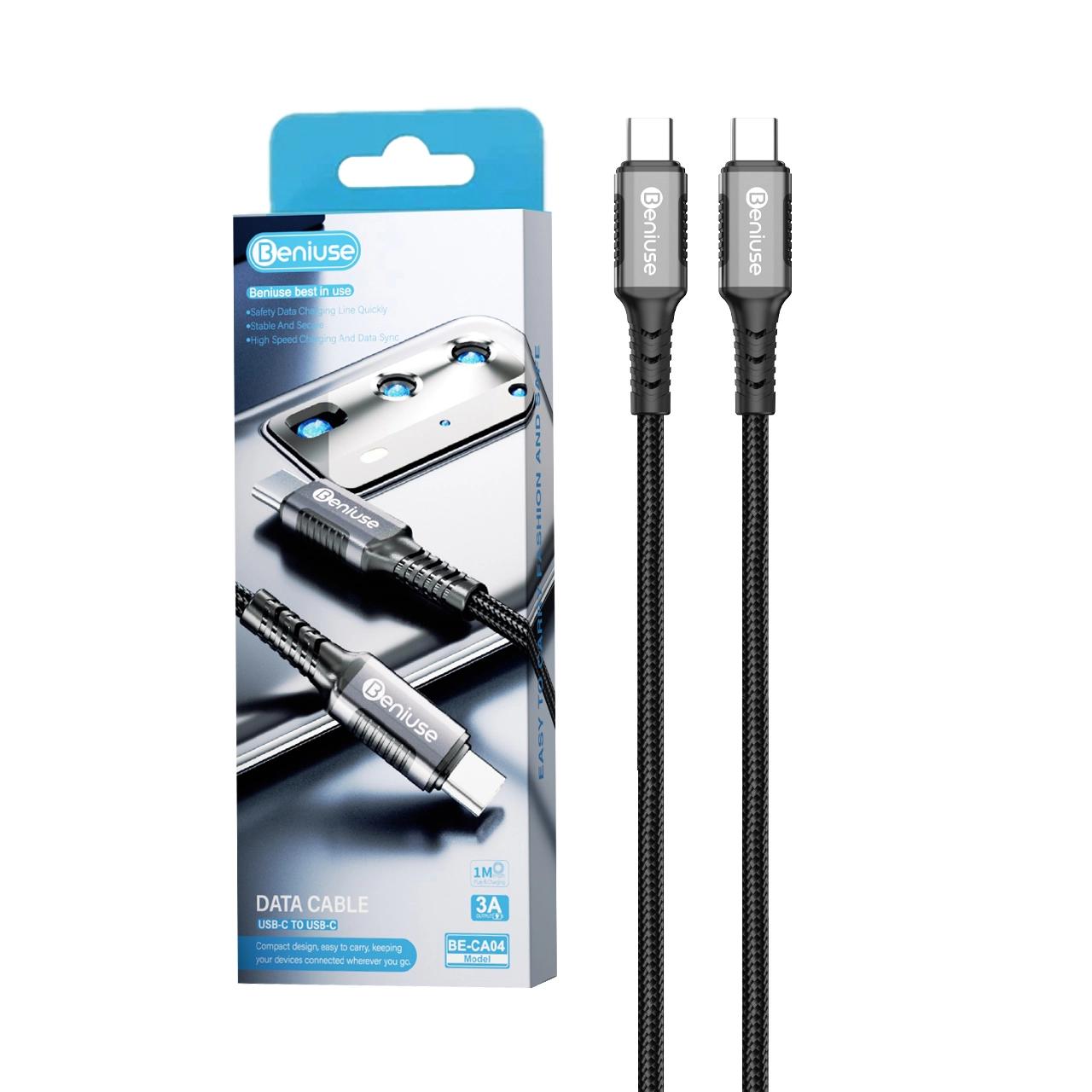 کابل شارژ PD و فست Beniuse Type-C To Type-C مدل BE-CA04 60W - مشکی