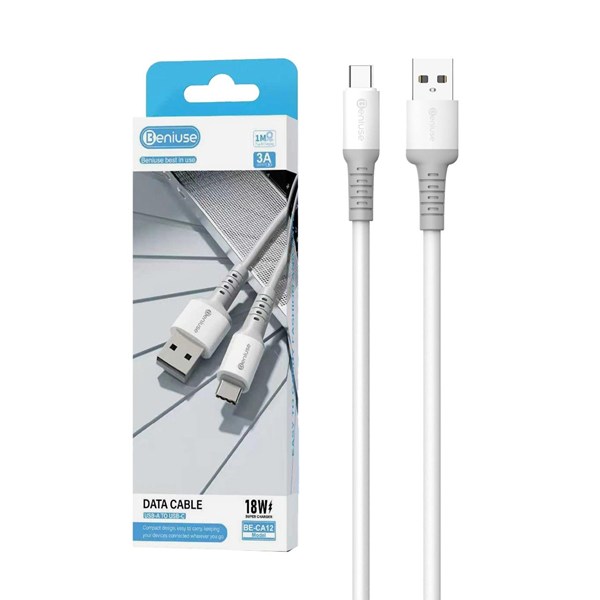 کابل شارژ فست Beniuse Type-C مدل BE-CA12 - سفید