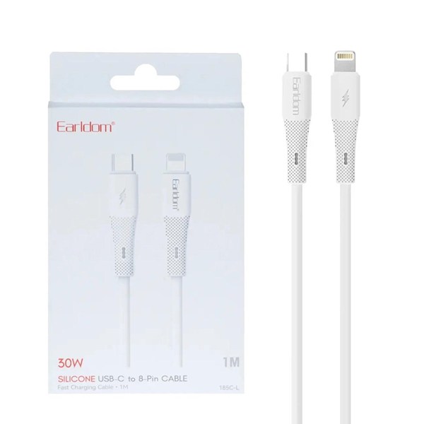 کابل شارژ PD و فست Earldom Type-C To Lightning مدل 185C-L 30W - سفید (پک ضعیف)