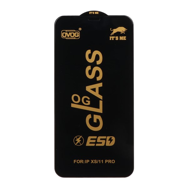 محافظ صفحه نمایش شیشه ای درجه یک Apple iphone X / XS / 11 Pro - Full Cover OG - ESD OVOG (بدون پک) - مشکی