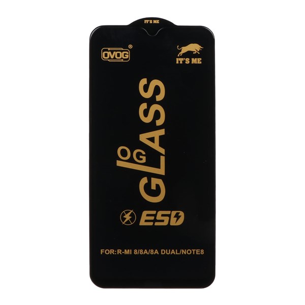 محافظ صفحه نمایش شیشه ای درجه یک Xiaomi Redmi Note 8 / Redmi 8 / Redmi 8A - Full Cover OG - ESD OVOG - (بدون پک) - مشکی